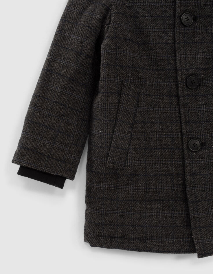 Manteau gris chiné carreaux parmenture nylon garçon -4