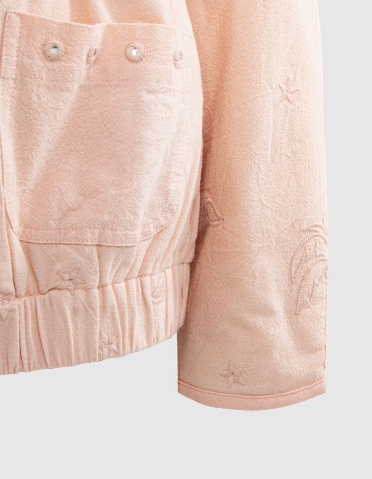 Girls’ powder pink jacket with Boho embroidery-5