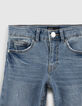 Boys’ blue slim jeans with placed distressing-5