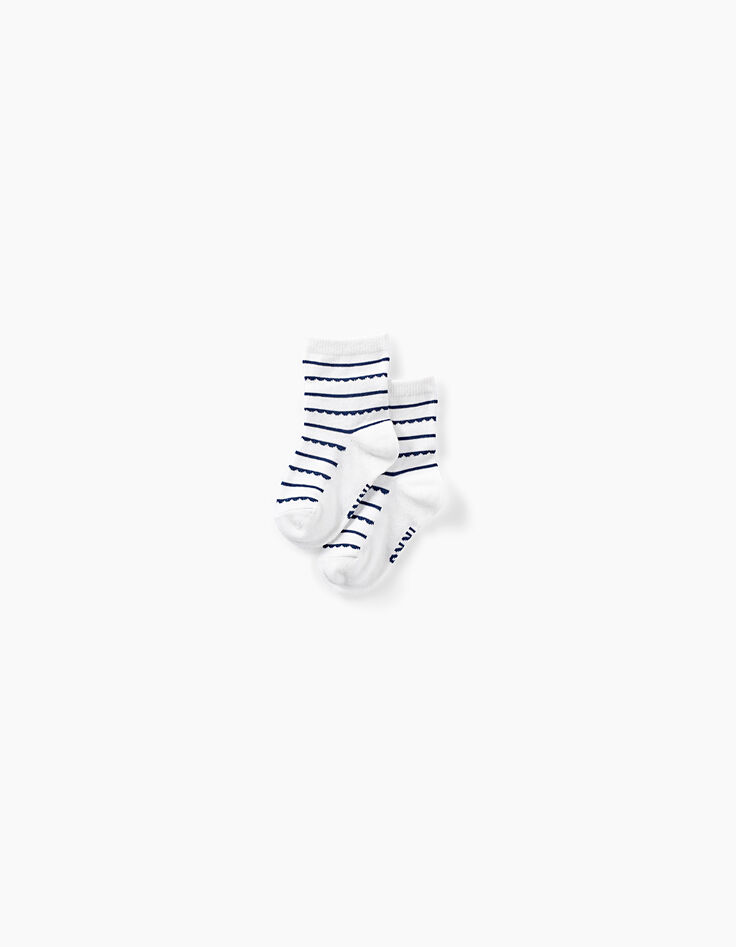 Cremeweiße und marineblaue Socken für Babymädchen-2