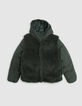 Girl's 2-in-1 khaki down jacket with sherpa vest-3