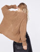 Women’s mahogany fluffy knit cardigan-3