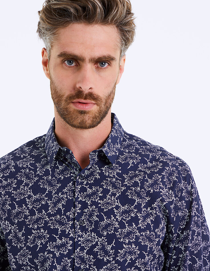 Camisa slim índigo motivo floral Hombre-3