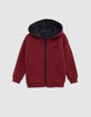 Boy's reversible burgundy and black striped cardigan-2