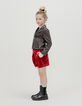 Girl's black sequined fleece biker cardigan-1