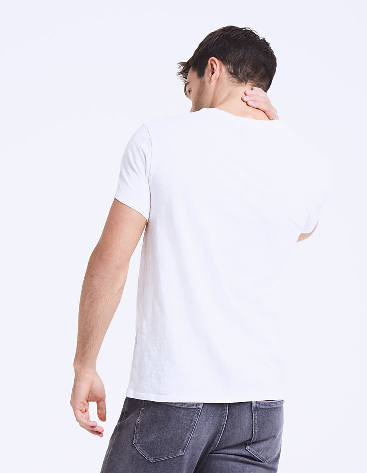 Tee-shirt blanc visuels Burning Man Homme-3