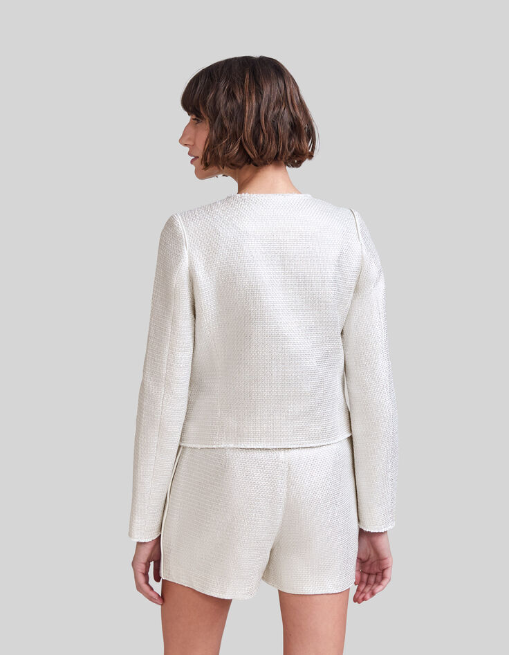 Jasje biokatoenen tricot tweedlook met silvercoating Dames-3