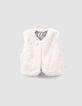 Omkeerbaar vest beige en ecru gevoerd babymeisjes-6