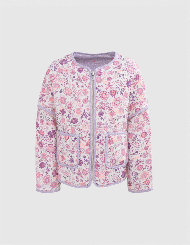 Girls’ off-white jacket with violet flower print-6