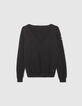 Women’s black military-style beaded knit sweater-6