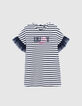 Girls’ sailor-stripe cotton dress, SMILEYWORLD tulle sleeves-2