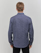 Men's minimalist printed navy SLIM shirt-3