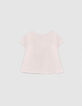 Roze T-shirt biokatoen opdruk sandalen babymeisjes-2