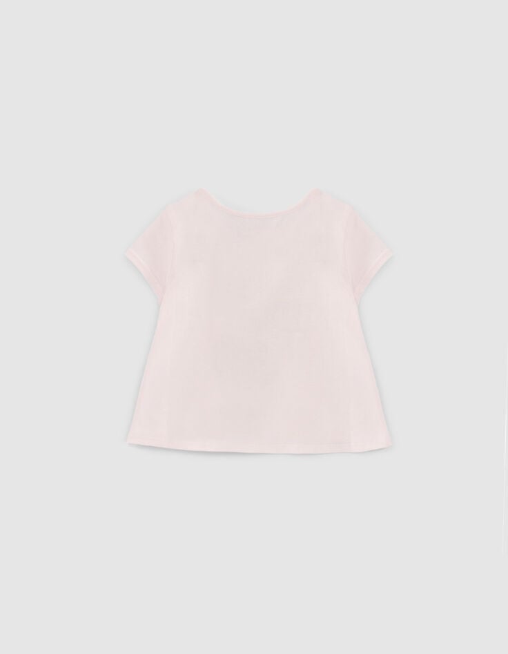 Roze T-shirt biokatoen opdruk sandalen babymeisjes-2