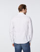 Weißes SLIM-Herrenhemd mit dezentem Säulenprint-3