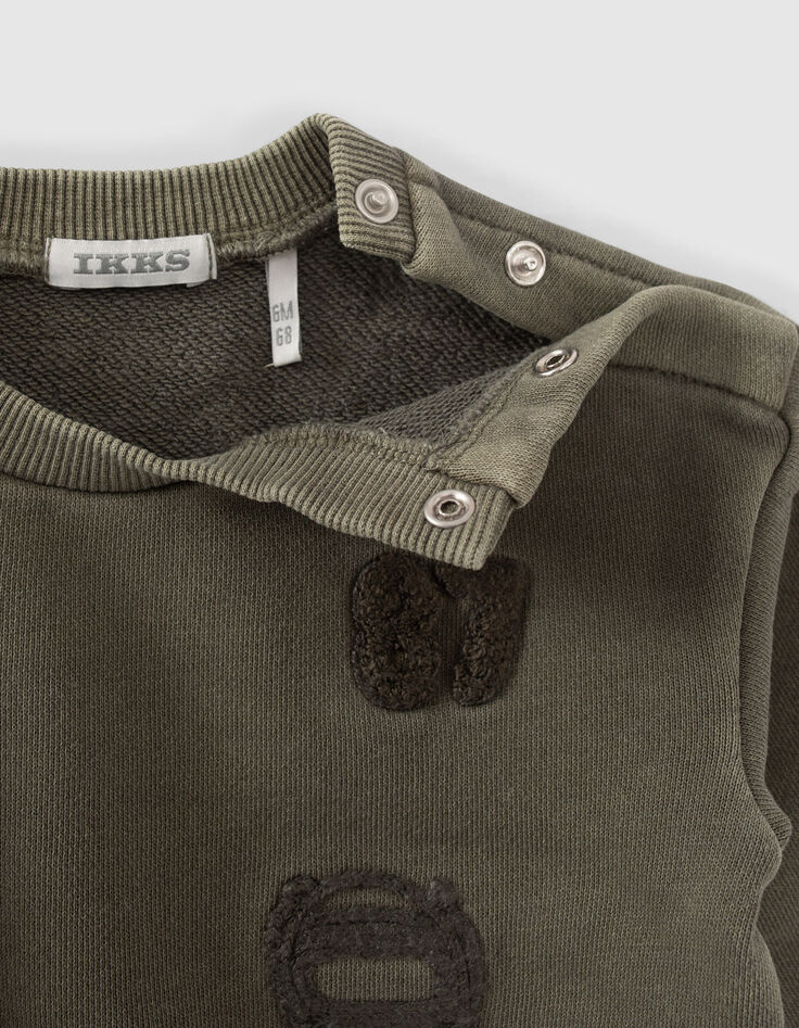 Baby boys’ khaki sweatshirt with army embroidery-6