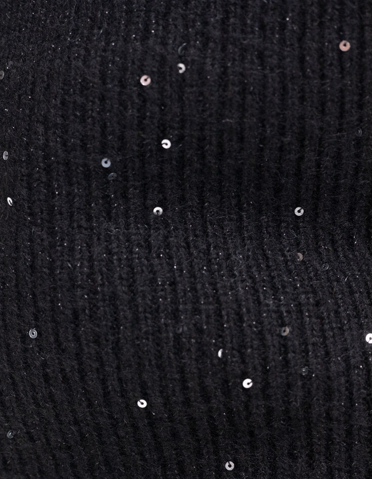 Snood noir tricot paillettes et sequins fille-6