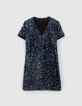 Robe bleue brodée sequins réversible Femme-7