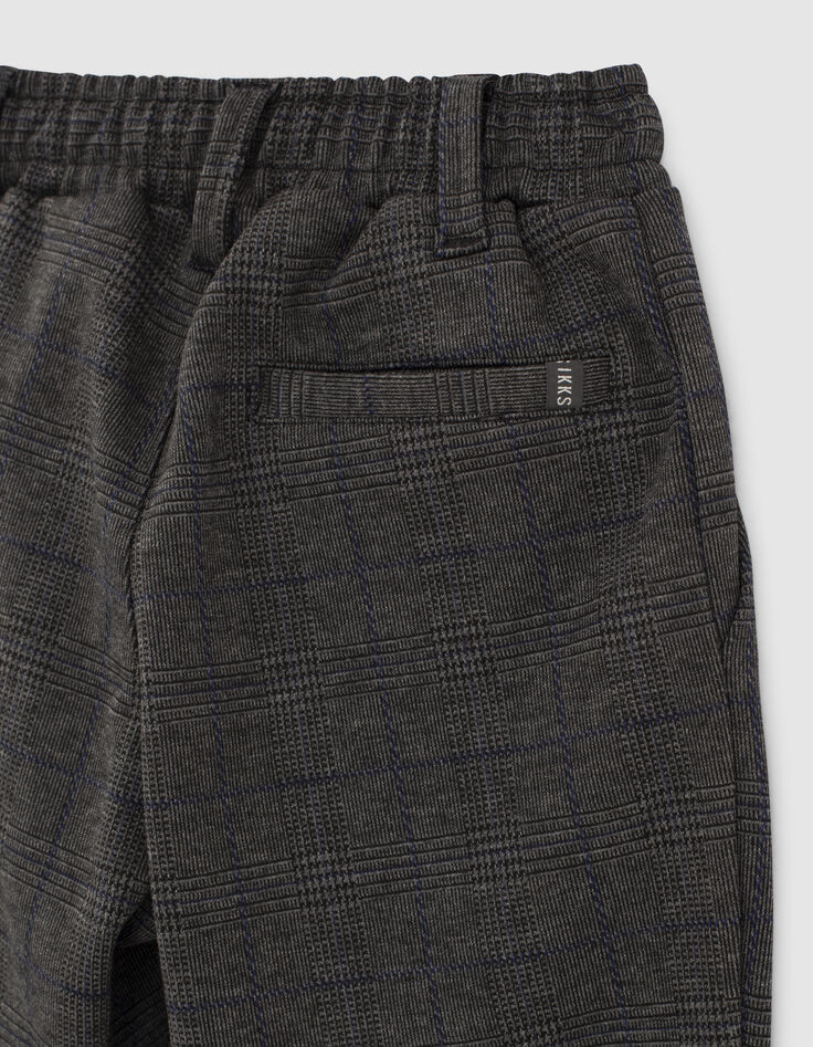 Pantalon gris chiné maille motif carreaux garçon-5