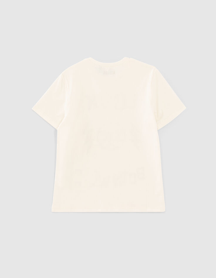 Ecru T-shirt biokatoen maxiprint voor jongens-3