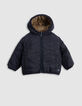 Wendbare Daunenjacke für Jungen in Kamel und Marineblau-6