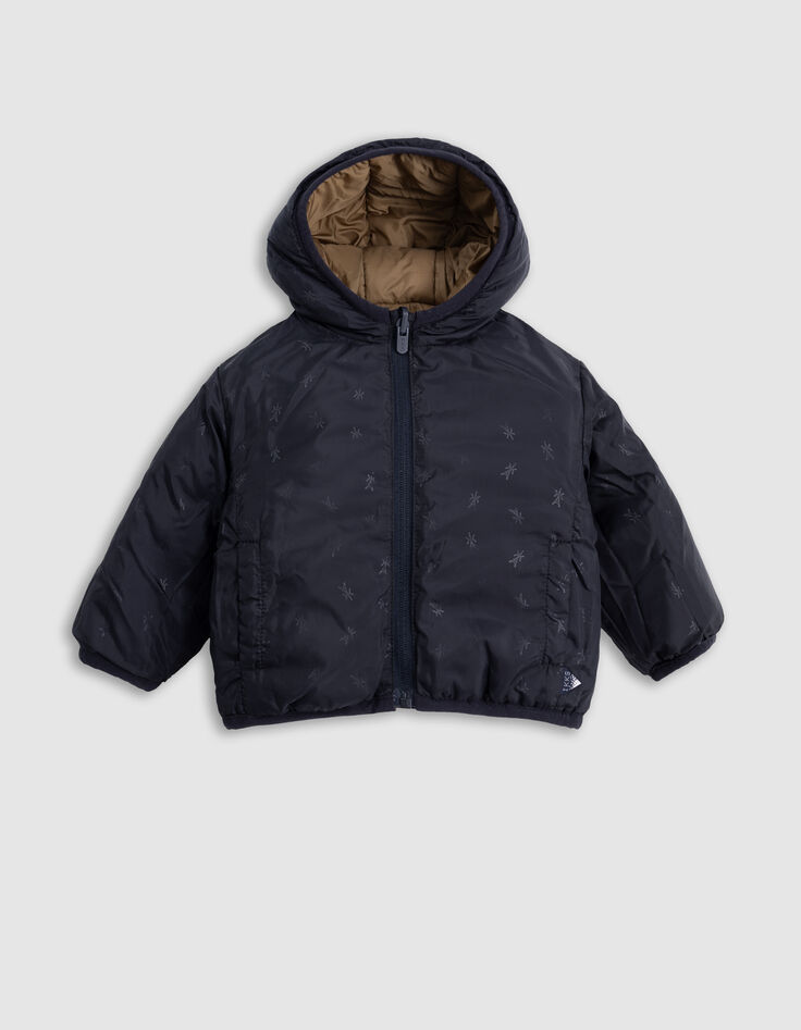 Wendbare Daunenjacke für Jungen in Kamel und Marineblau-6