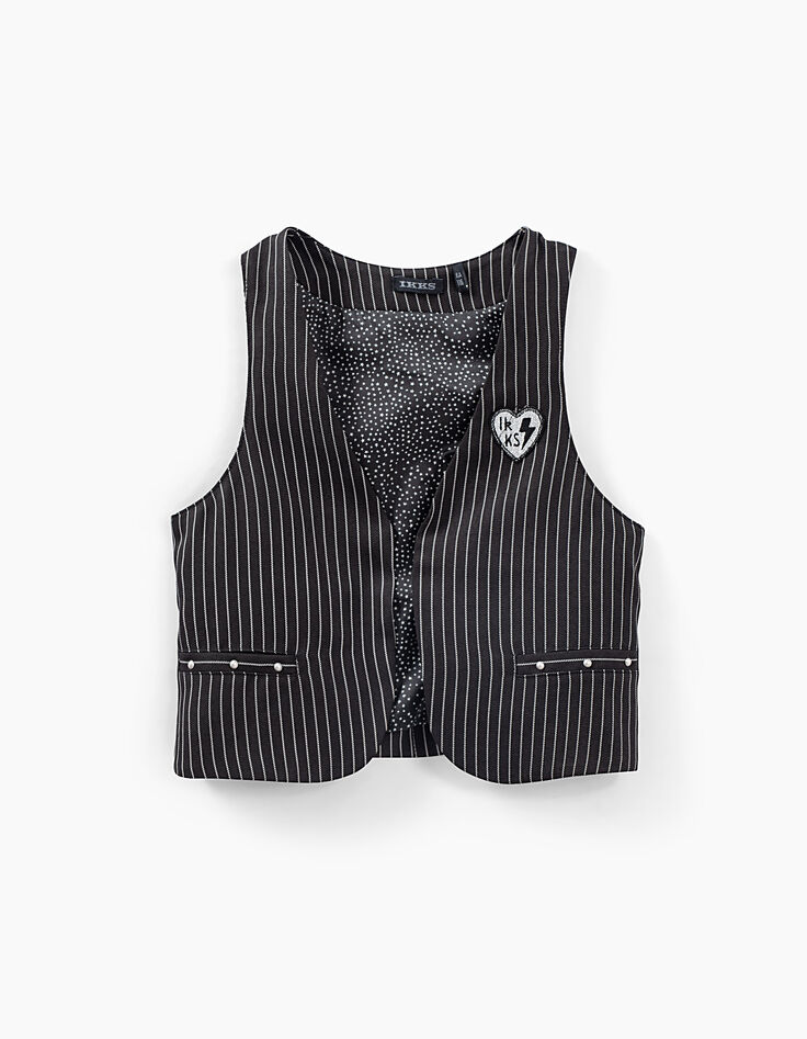 Girls’ medium grey marl 2-in-1 dress + striped waistcoat-6