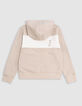 Sudadera con capucha beige de niño con mensajes en relieve-5