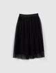Girls’ black dotted Swiss tulle midi skirt-5