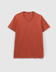 T-shirt De Essential baksteenrood V-hals Heren-5