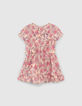 Roze jurk kasjmier bloemenprint EcoVero™ babymeisjes-2