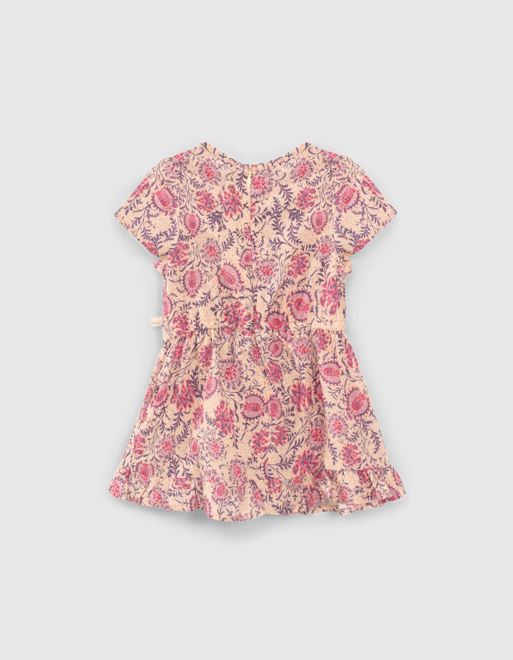 Roze jurk kasjmier bloemenprint EcoVero™ babymeisjes-2