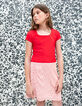 Short ecru skirt LENZING™ ECOVERO™ red flowers girl-5