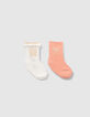 Baby girls’ peach, white and gold socks-1