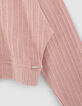 Girls’ powder pink ribbed zipped cropped T-shirt-5