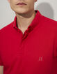 Men’s red mixed fabric SLIM polo shirt-1