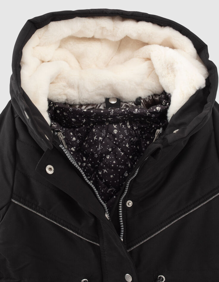 Girls’ 2-in-1 black parka + minimalist rock padded jacket-4