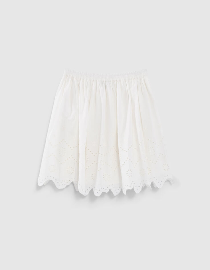 Jupe blanc cassé broderie angaise fille-4