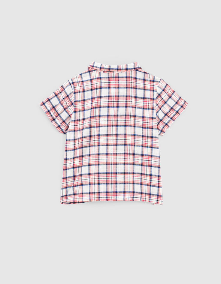 Camisa blanca cuadros rosa para anudar niña -4