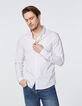 Camisa SLIM blanca estampado mini-columnas Hombre-2