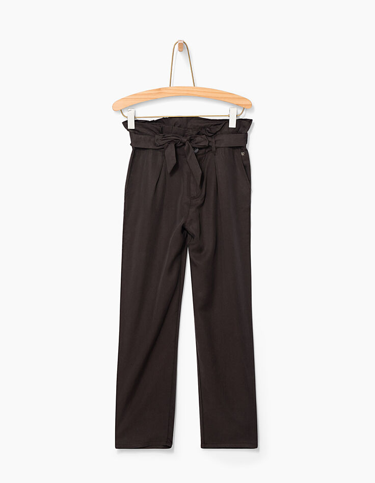 Girls’ anthracite grey flowing paperbag trousers-2