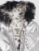 Baby girls’ silver rubber leopard faux-fur lined parka,-2