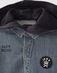 Boys’ light blue denim shirt with badge and hood-5