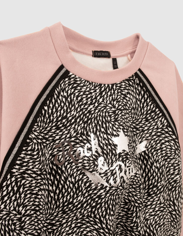 Roze sweater met grafische print meisjes-4