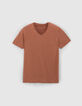 T-shirt L'Essentiel cognac coton bio encolure V Homme-6