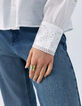 Blusa blanca algodón ecológico encaje mangas mujer-4