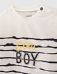 Gebroken wit T-shirt marine strepen tekst babyjongens-3