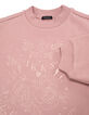 Rosa Sweatshirt mit Ton-in-Ton-Stickerei für Mädchen-7