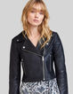 Women’s quilted shoulder lambskin leather short jacket-2