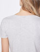 Grey graphic print slub cotton V-neck T-shirt-5